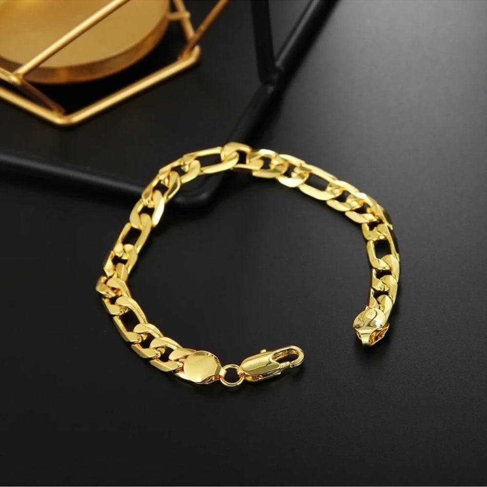 Gold 8MM Sideways Bracelet For Women Men Party Gifts Wedding Fashion Jewelry - Picture 4 of 5